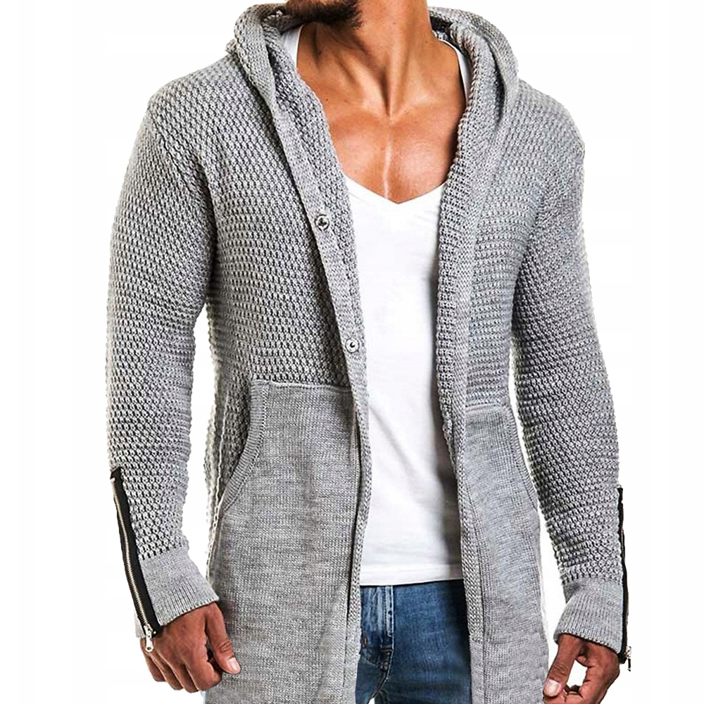 Prodloužený svetr s kapucí Kabát Vlna Přehoz