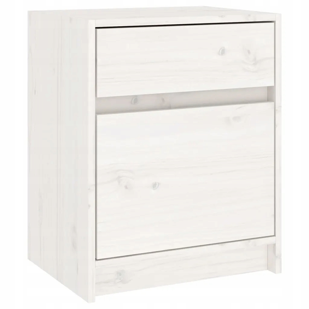 Bílá dřevěná noční stolek z masivního borovicového dřeva 40 x 31 x 50 cm