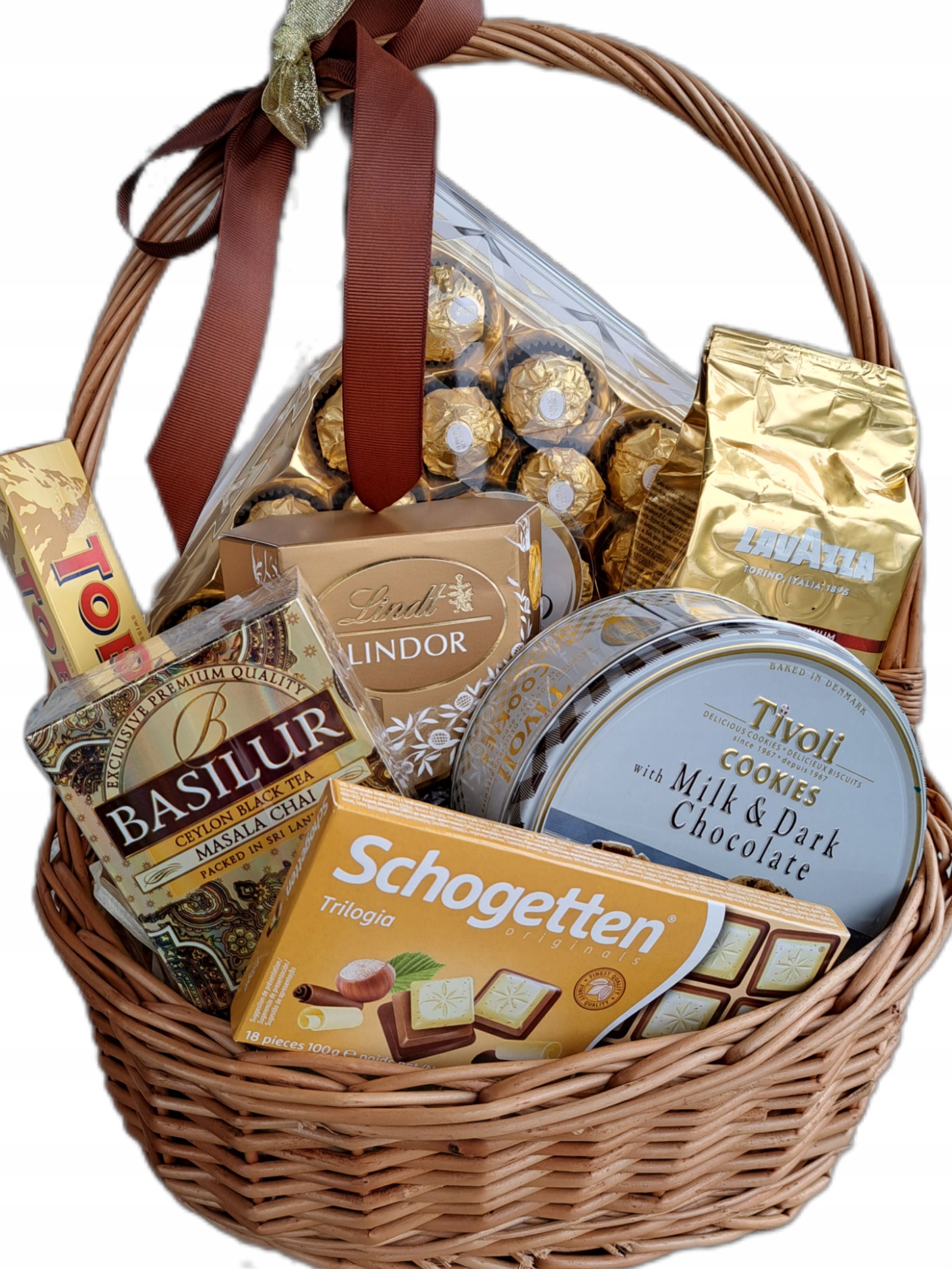 Koš Sladké Elegance kvalitní produkty jako dárek Ferrero Lindt