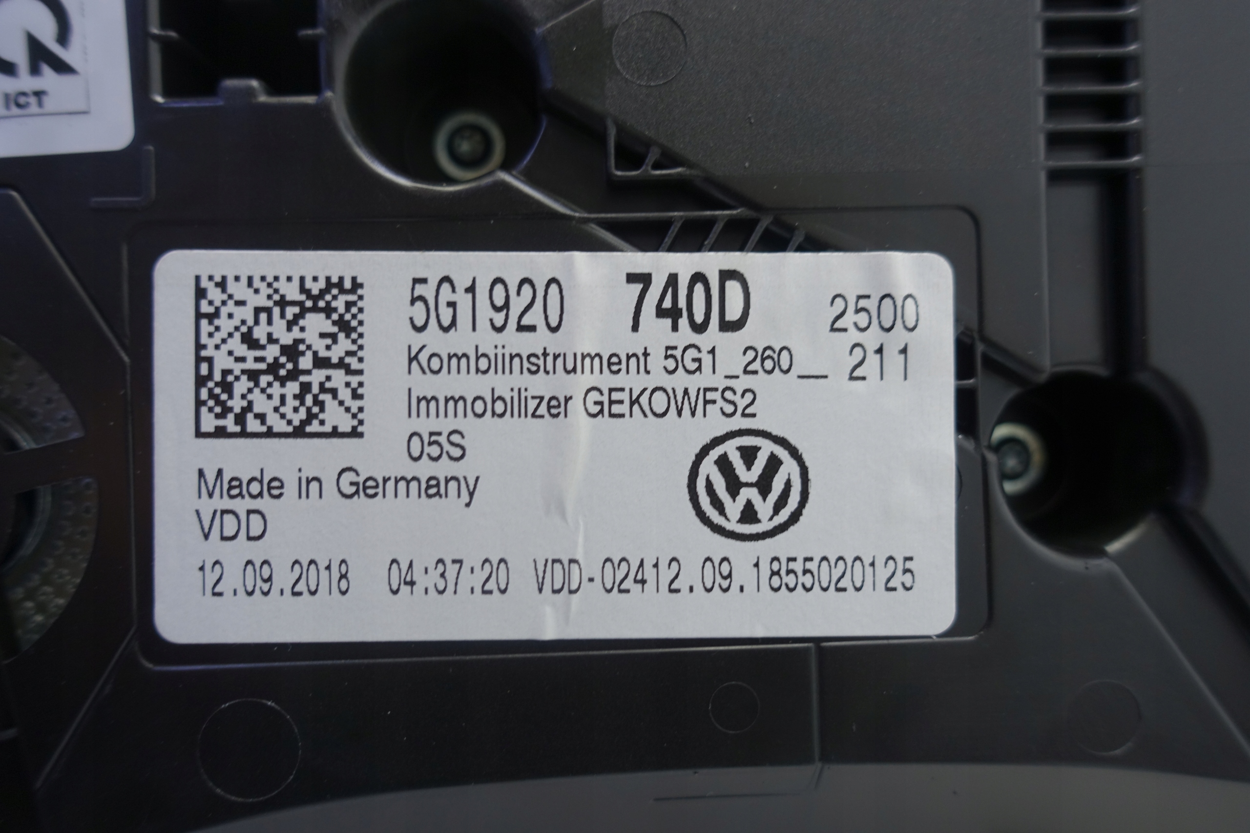 dials dials VW GOLF VII 7 5G 22996KM 5G1920740D