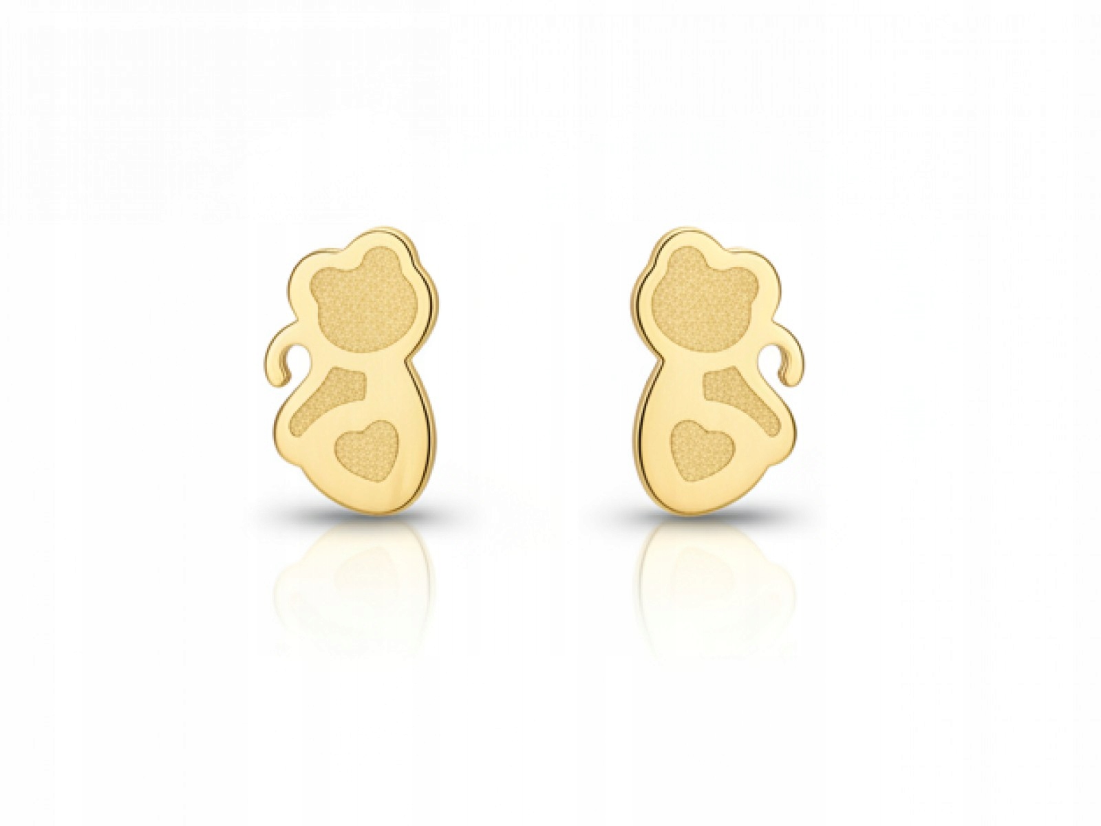 Náušnice pro ženu ze zlata 585 kočičky 7.9 mm x 4.7 mm na tyčinku s módním vzorem