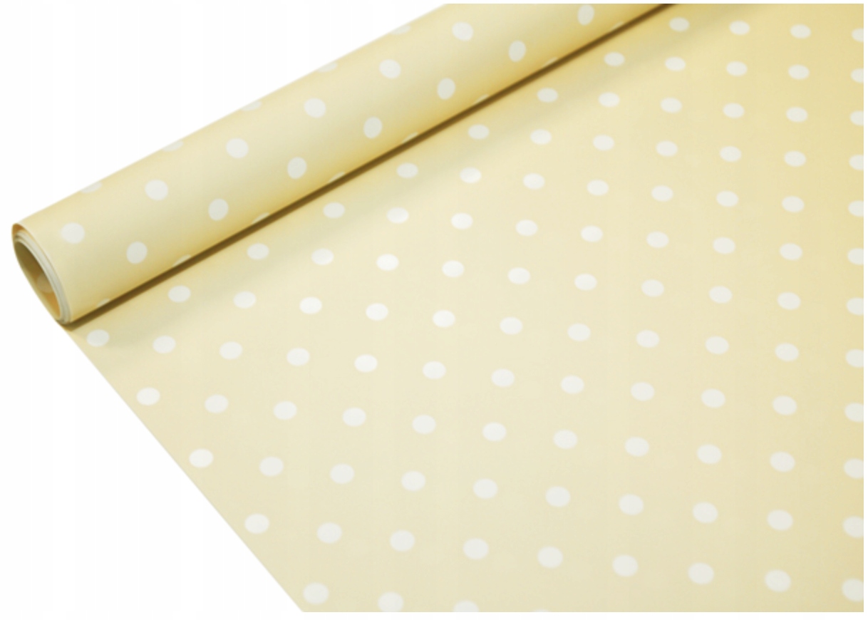 

Folia satynowa w kropki 50cm x 8 m kremowa