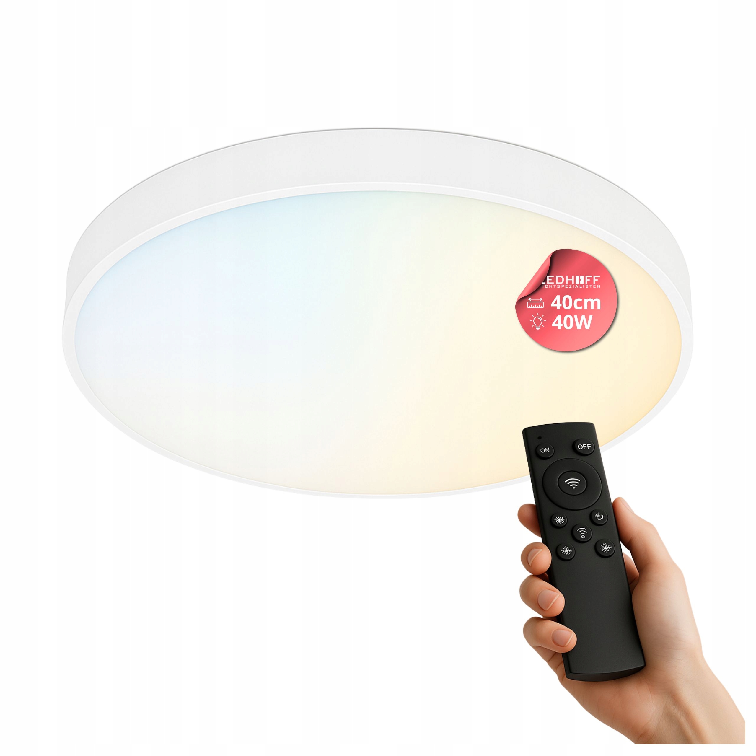 Plafon sufitowy Led Lampa Ściemniana 40cm Biały panel do salonu Regulowany