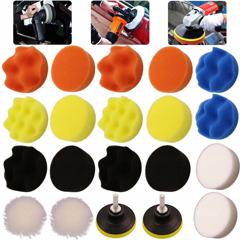 GĄBKI PADY POLERSKIE DO WIERTARKI WKRĘTARKI ZESTAW 22 SZT + ADAPTER Stan opakowania oryginalne