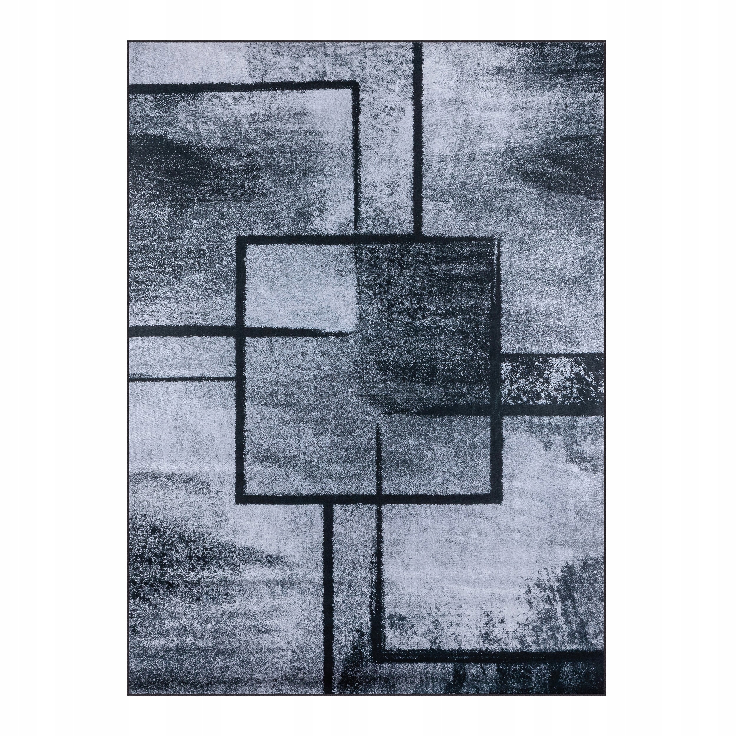 Dywan 160X220 CM Szary Czarny Antypoślizgowy Do Salonu Pokoju Geometryczny