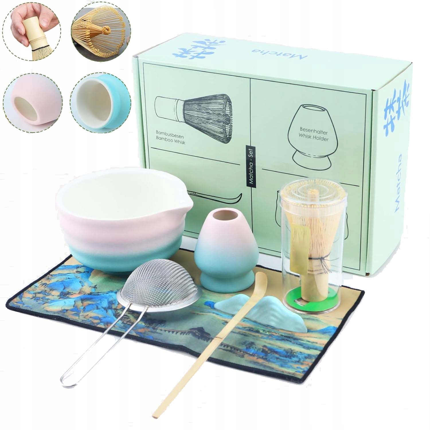 Levně Sada Na Přípravu Čaje Matcha Jako Dárek, Chasen, Chashaku, Metlička, Podstavec