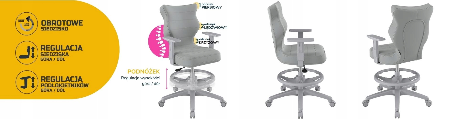 Krzesło z podnóżkiem Duo szary Velvet r.5 Wysokość mebla 102.5 cm