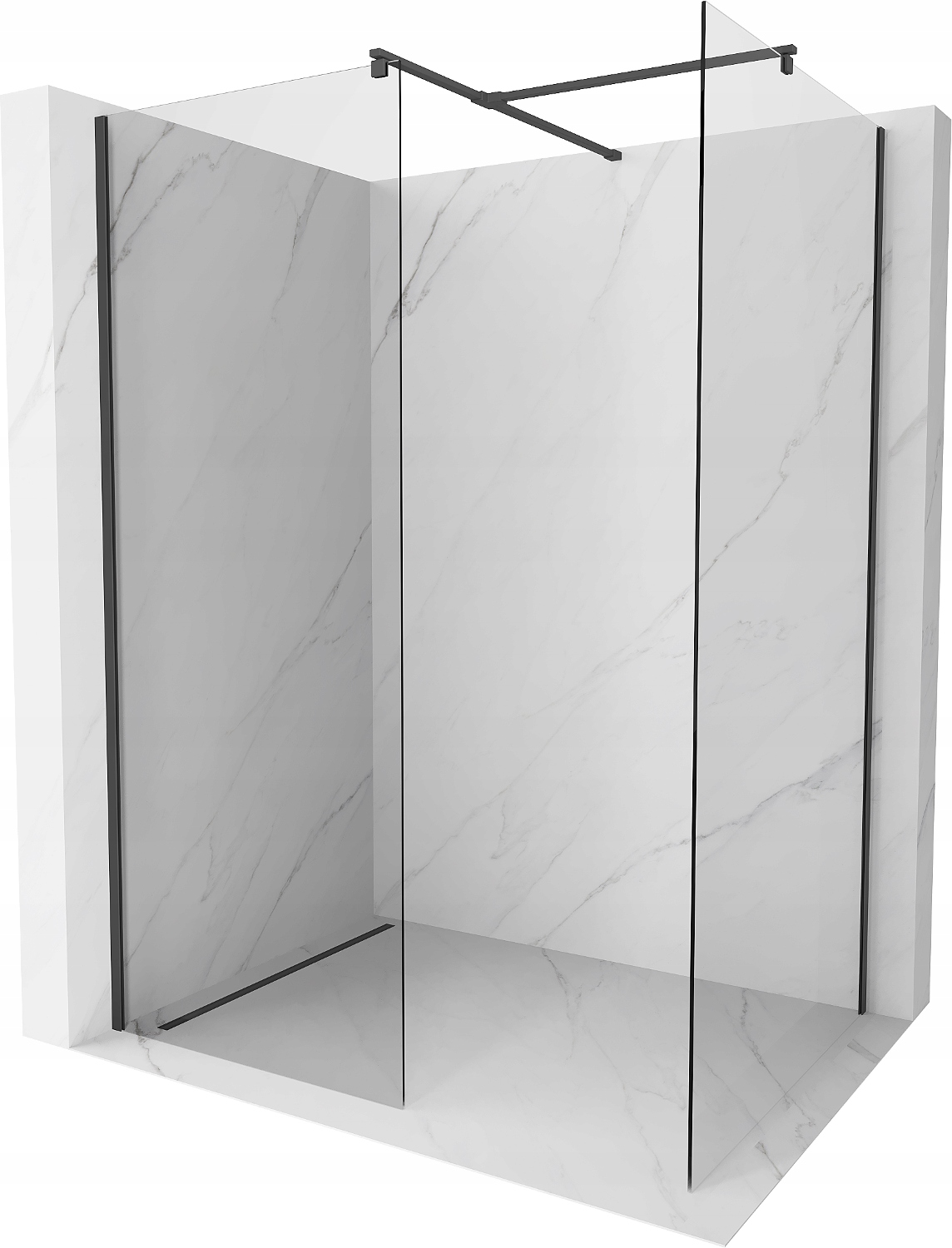 Mexen Kioto Ścianka Prysznicowa Walk-in 150X75 Transparent Czarna