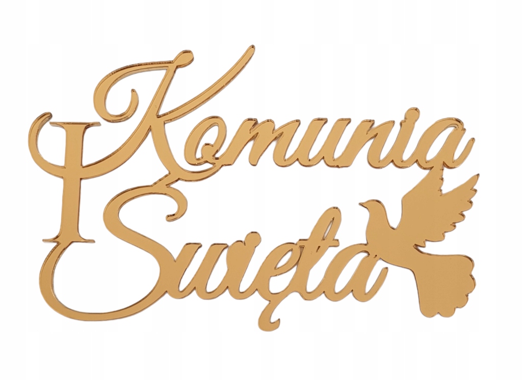 

Topper złoty dekor na bok tortu na komunię Komunia