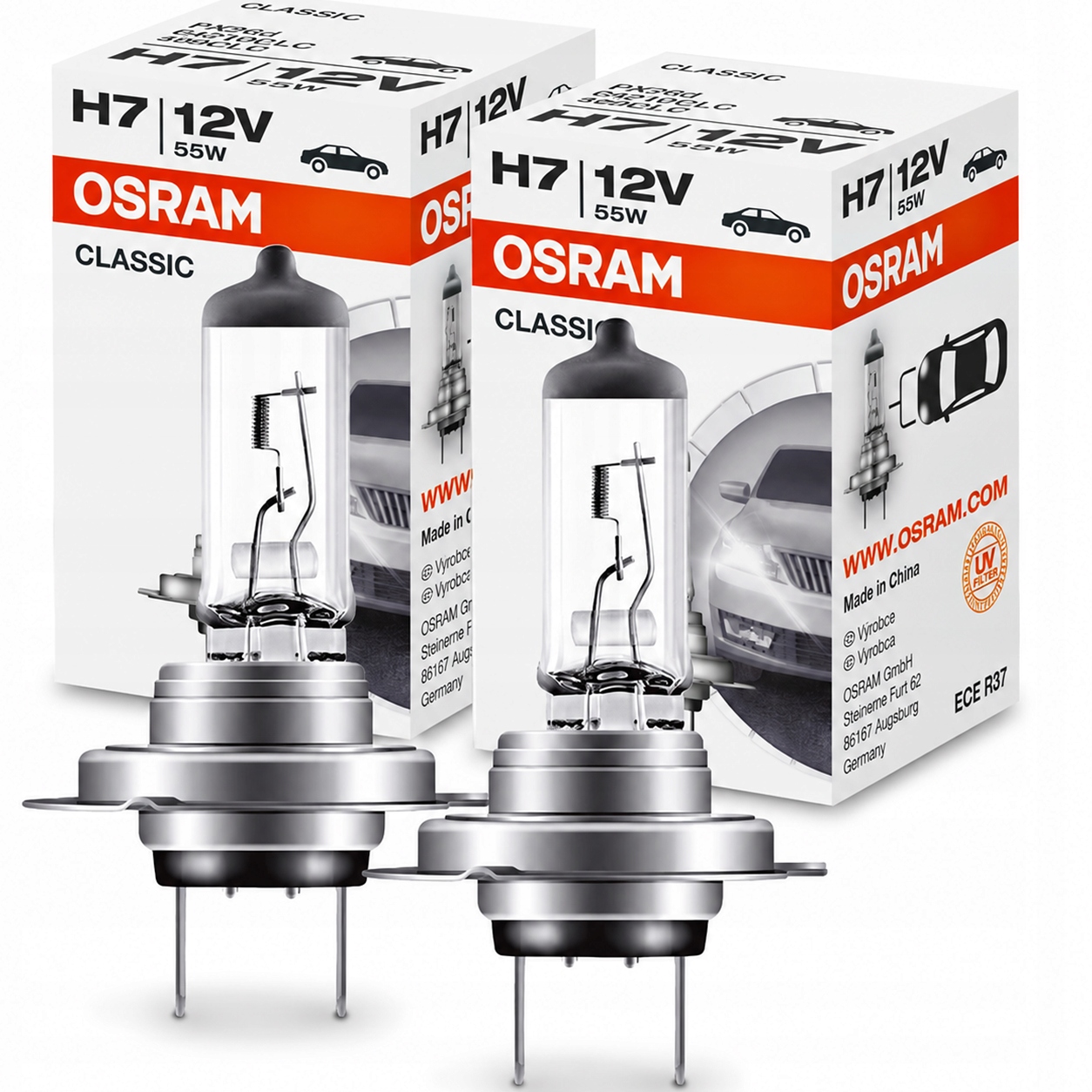 Komplet Żarówek Osram H7 Classic 12V 55W Oryginalne PX26d Żarówki Oem