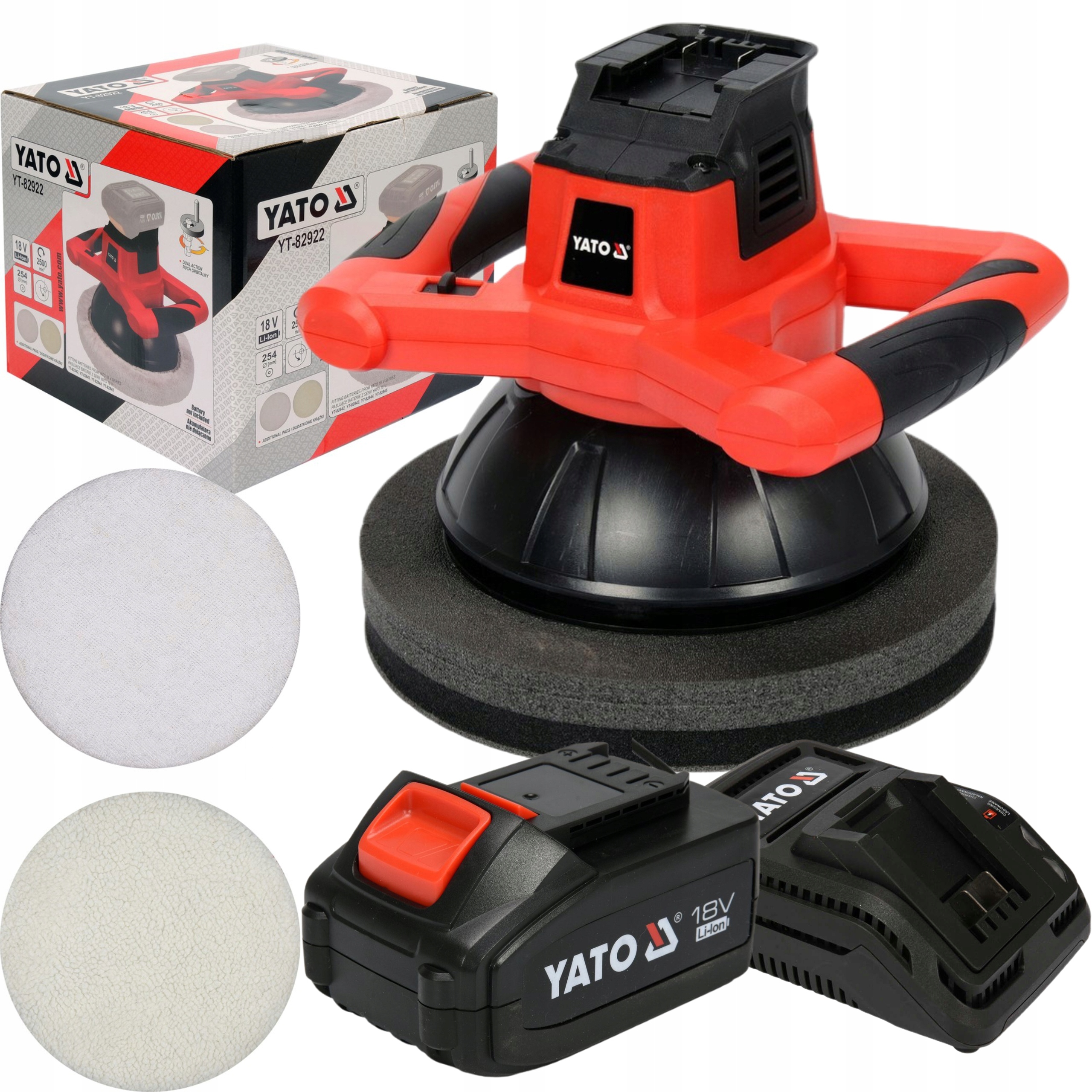 YATO POLERKA SAMOCHODOWA AKU. 18V +2 NAKŁADKI +4Ah