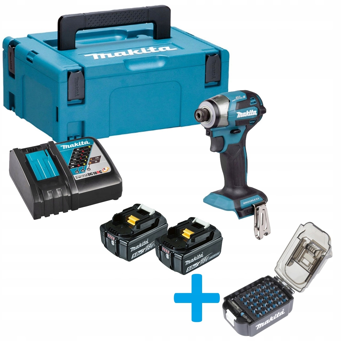 Makita DTD173RTJ Zakrętarka Udarowa 180Nm 18V Lxt 1/4" Led Zestaw 2x5Ah