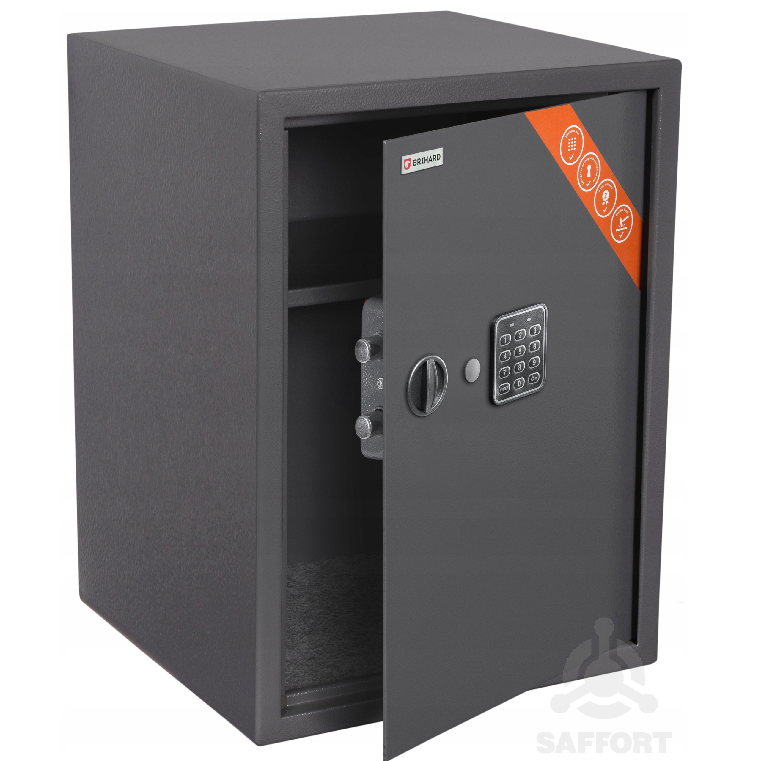 Brihard Business XL Sejf z zamkiem elektronicznym, 50x35x36cm szary