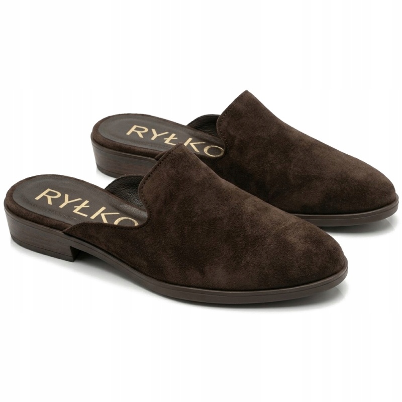 Nazouváky pantofle Ryłko 2SBC0_AY_ZW4F Brown čokoládové Kůže VEL.37