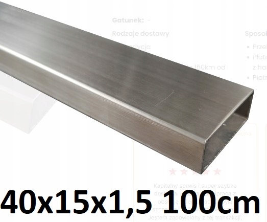 

Profil nierdzewny kwas 40x15x1,5mm gat. 304|100 cm