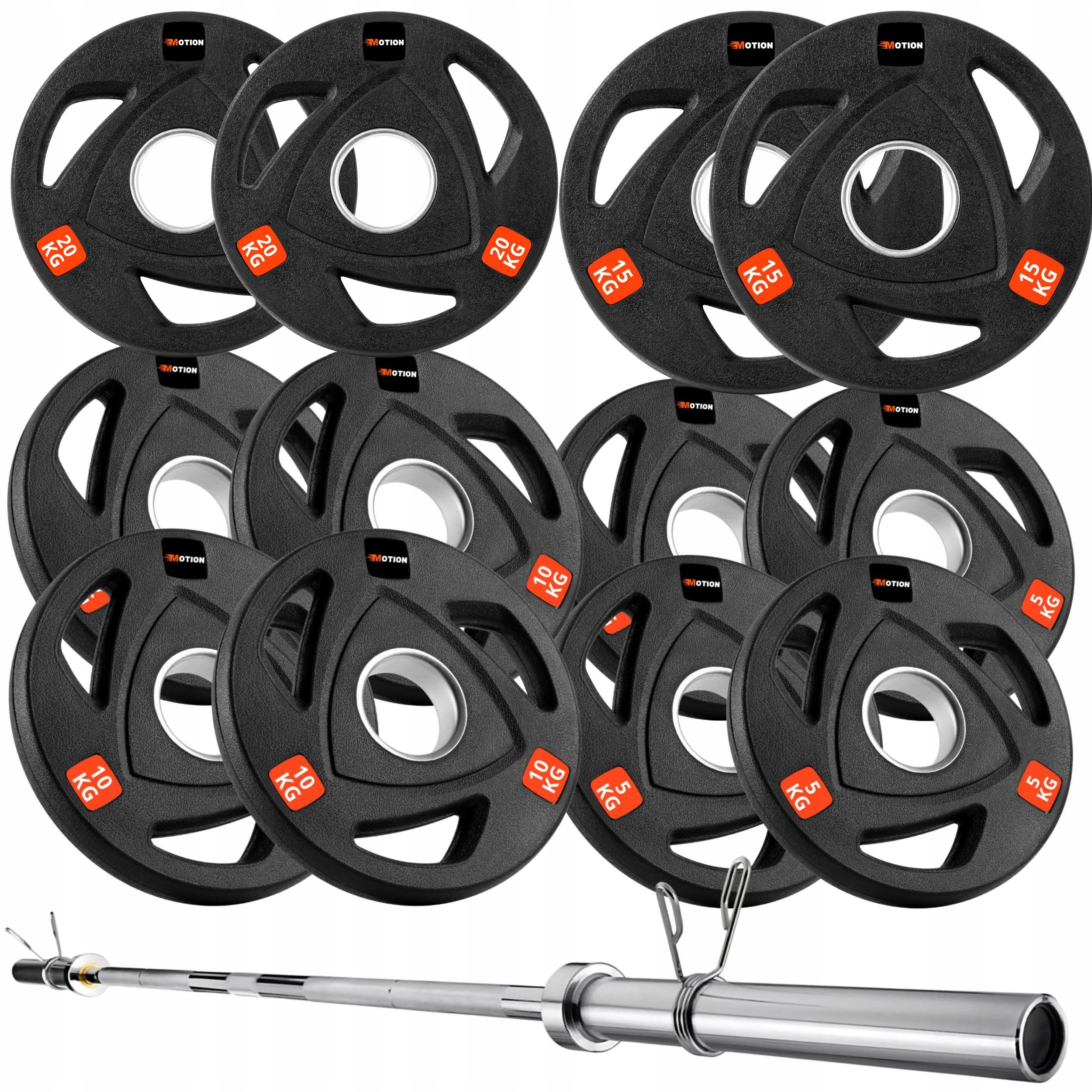 Sztanga olimpijska 51mm zestaw obciążeń żeliwnych 140kg z gryfem prostym Hq