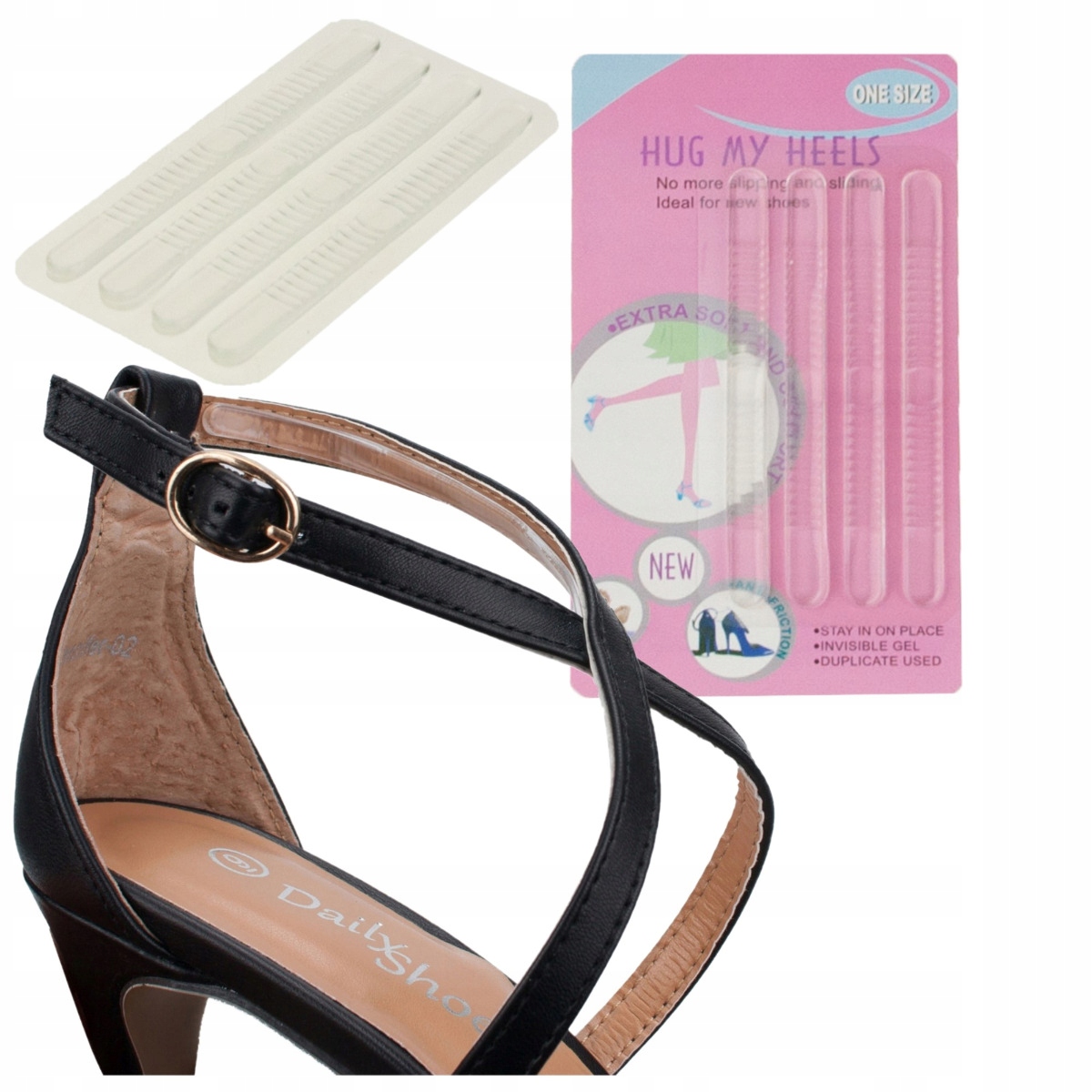 TG56610 ZAPIĘTKI PASKI ŻELOWE WKŁADKI DO BUTÓW SZPILKI OBCASY 4 SZT