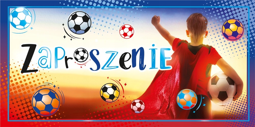 Zaproszenie na chłopięcą piłkarską imprezę zestaw 10 szt z kopertami ZAB169