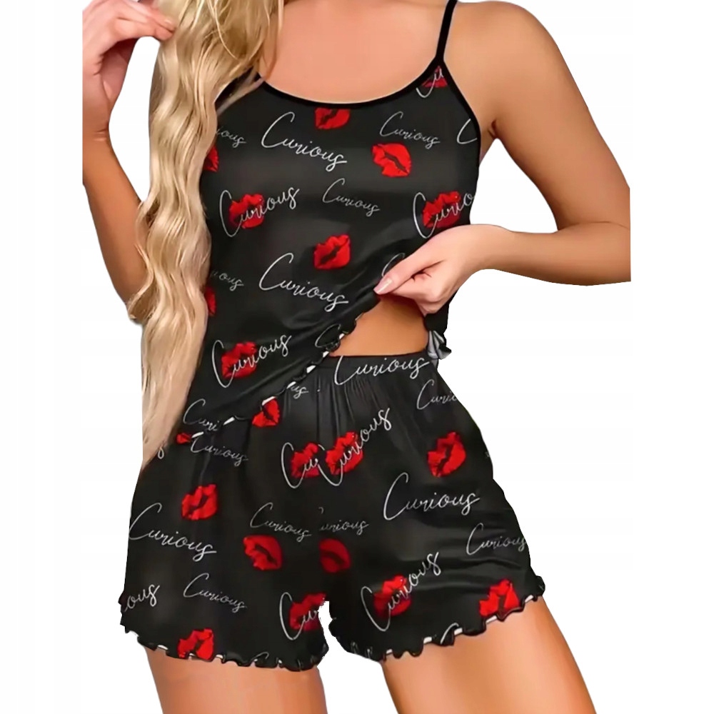 PIŻAMA DAMSKA PIŻAMKA KOMPLET KOSZULKA NOCNA BIELIZNA NOCNA SPODENKI ZESTAW