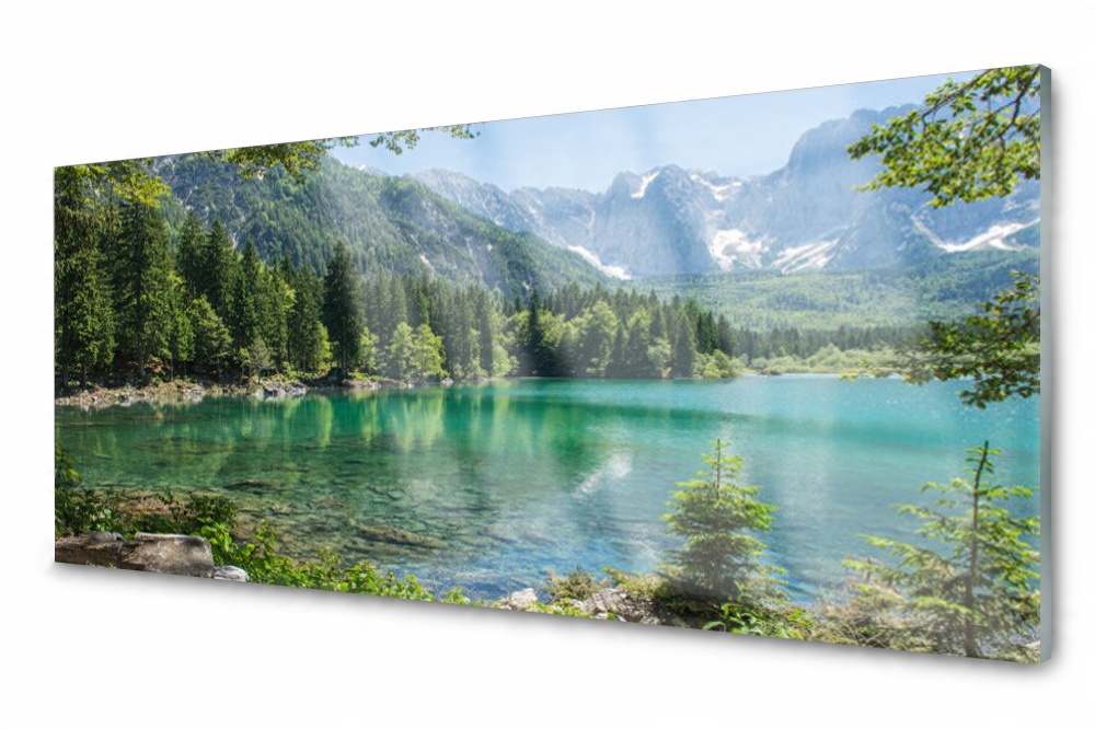 

Panel szklany do kuchni Góry Jezioro Las 125x50