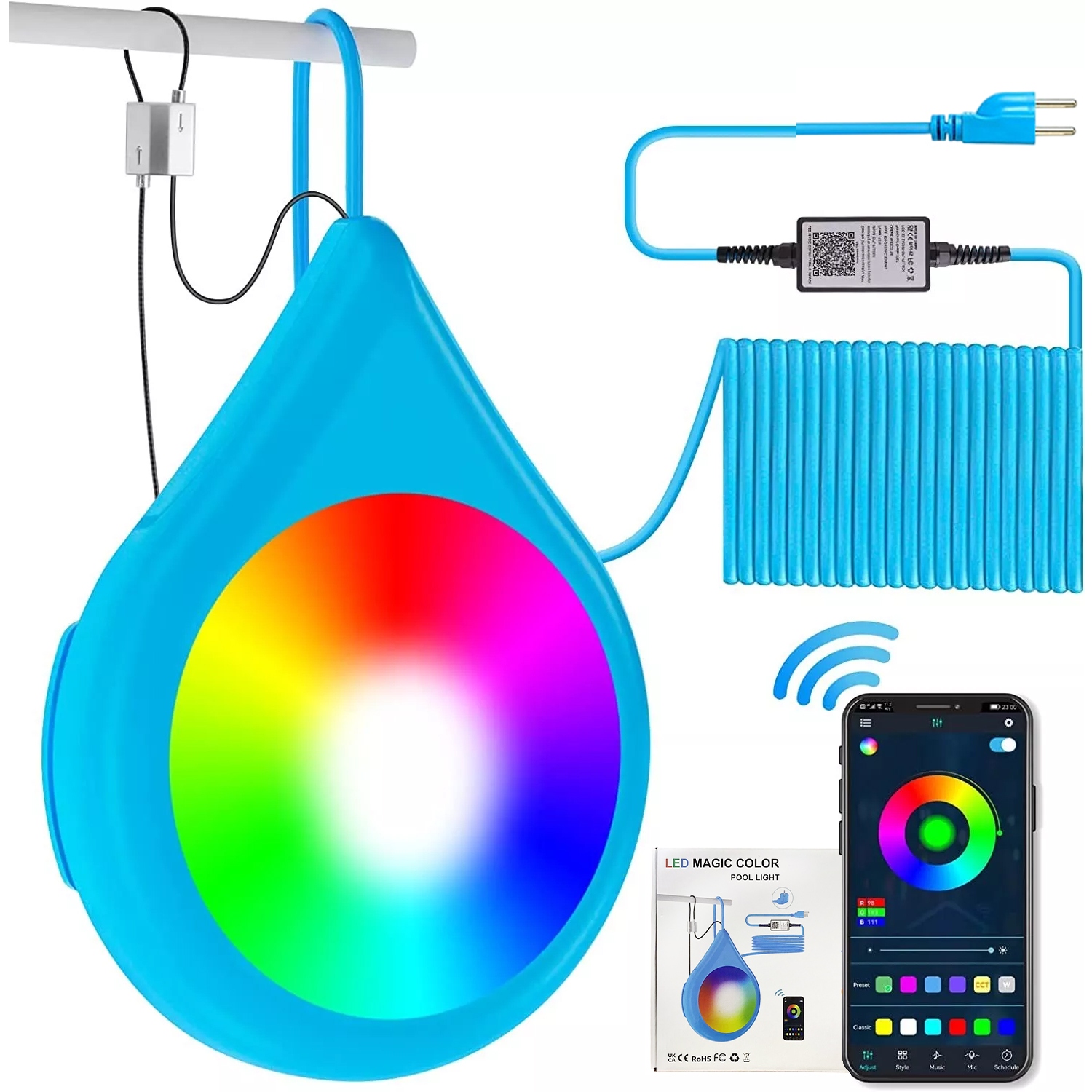 Vodotěsné Osvětlení Bazén Pomocí Dálkového Ovladače Kapka Vody, Atmosféra Světla