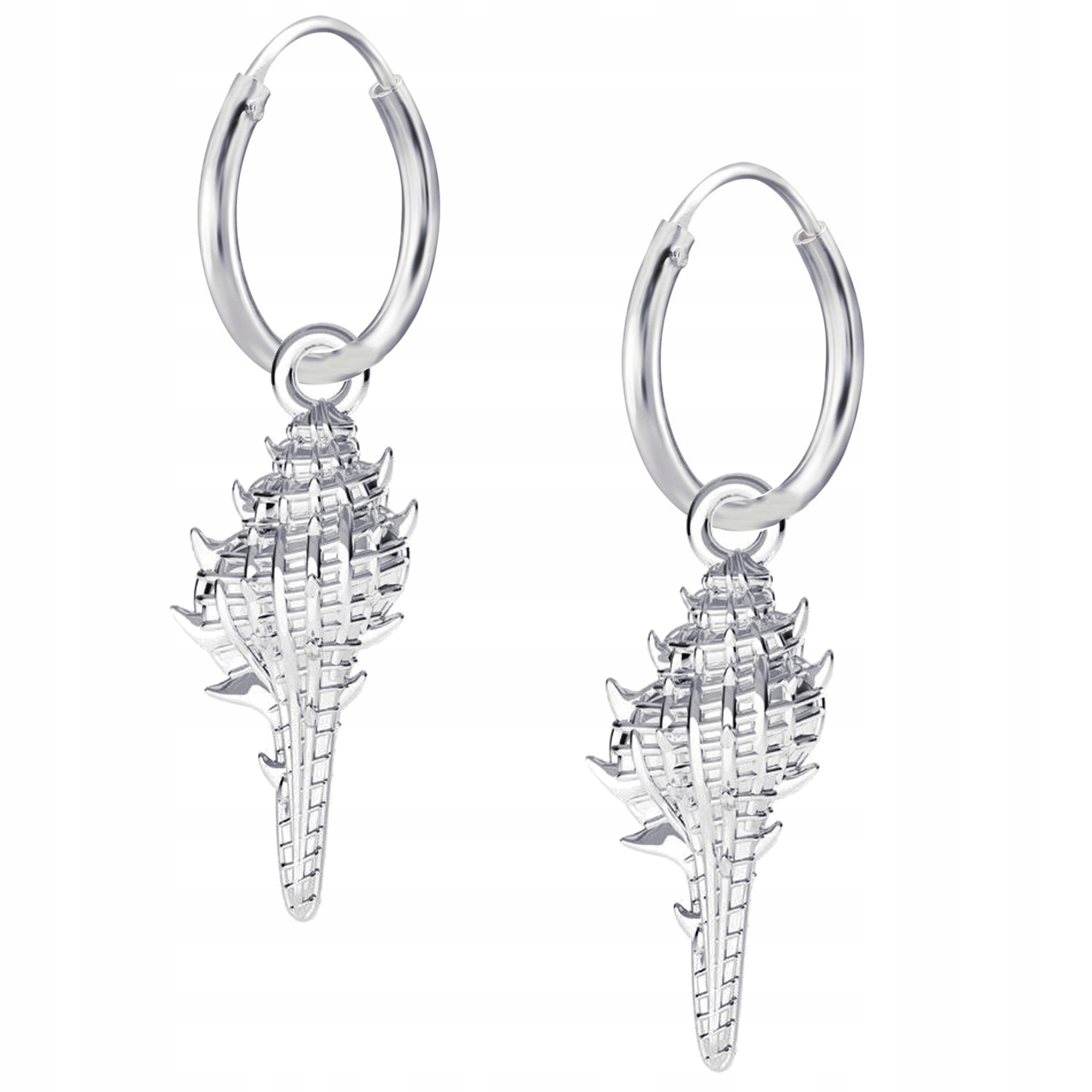 Stříbrné náušnice Malé kruhy Muszelka Mořský svět Stříbro ryzost 925