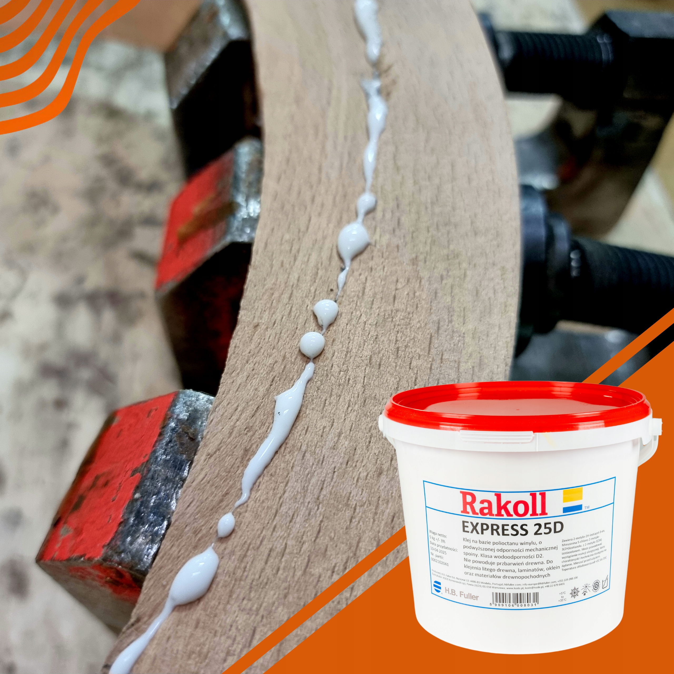 Klej RAKOLL express 25D 5kg do twardego drewna wikolowy D2 żółty mocny Kod producenta Klej do drewna RAKOLL EXPRESS 25D