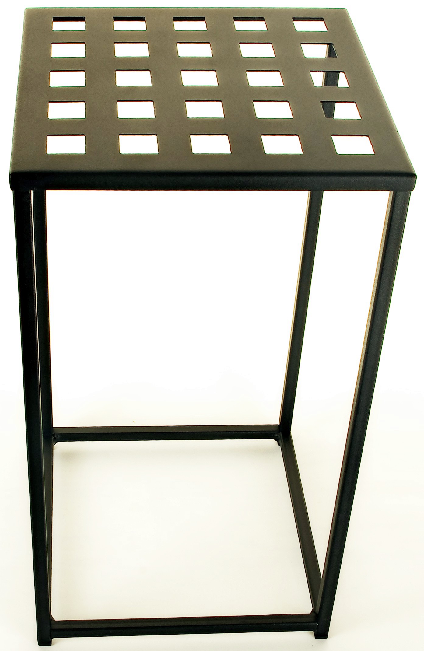 Držák Na Květináč stojící kovový ažurový Černý 40 cm 1 police 22x22 cm