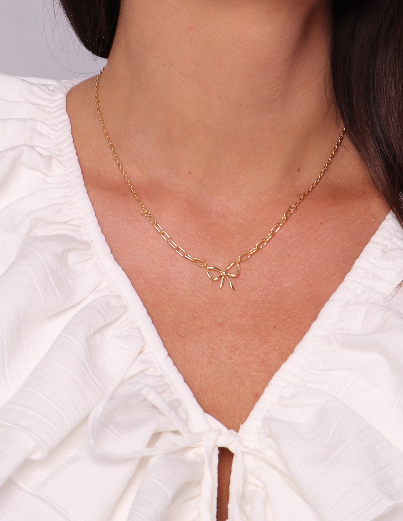 Stříbrný řetízek pozlacený mašlička