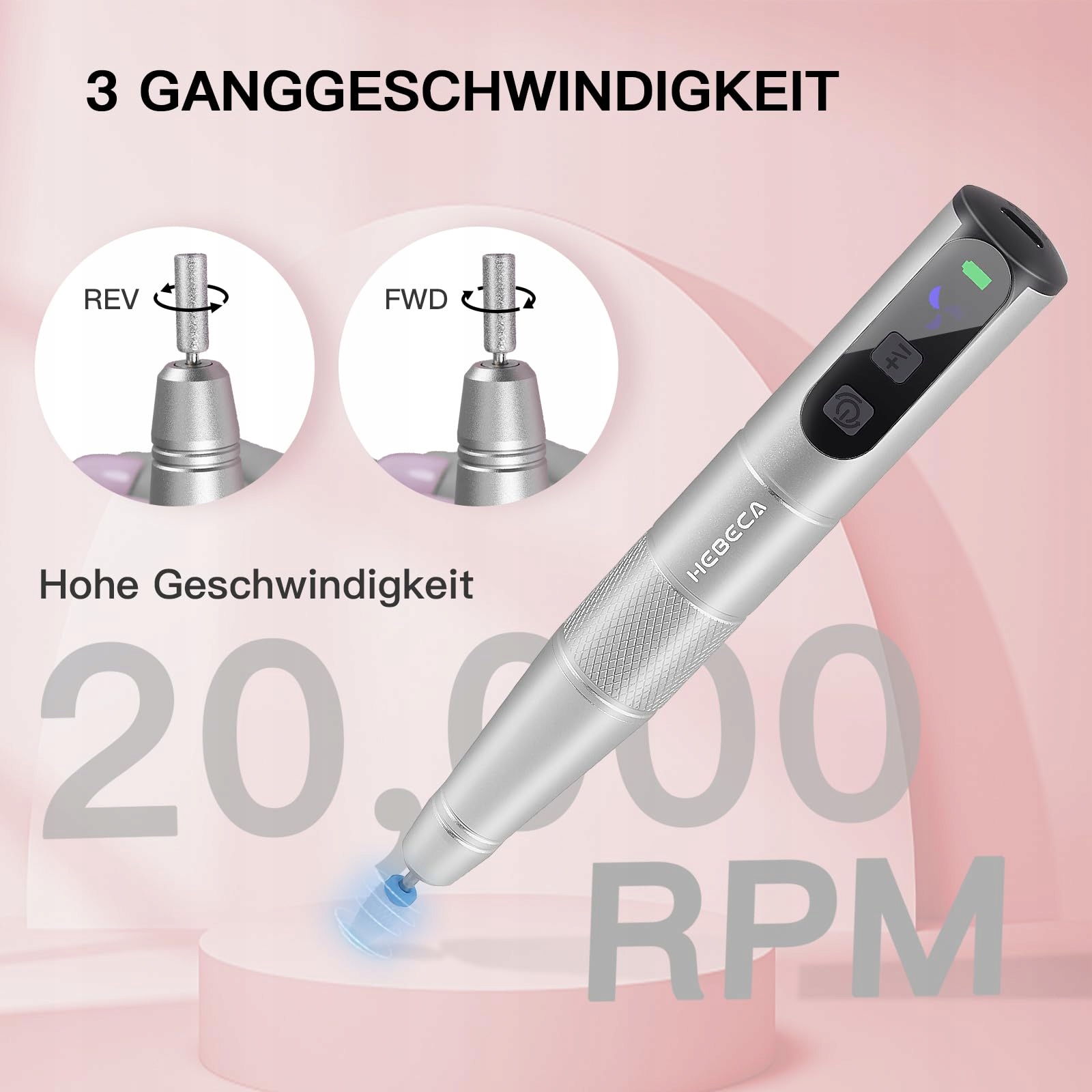 HEBECA Zestaw Do Manicure Pedicure Bezprzewodowy 12w1 Szary — miniatura 5
