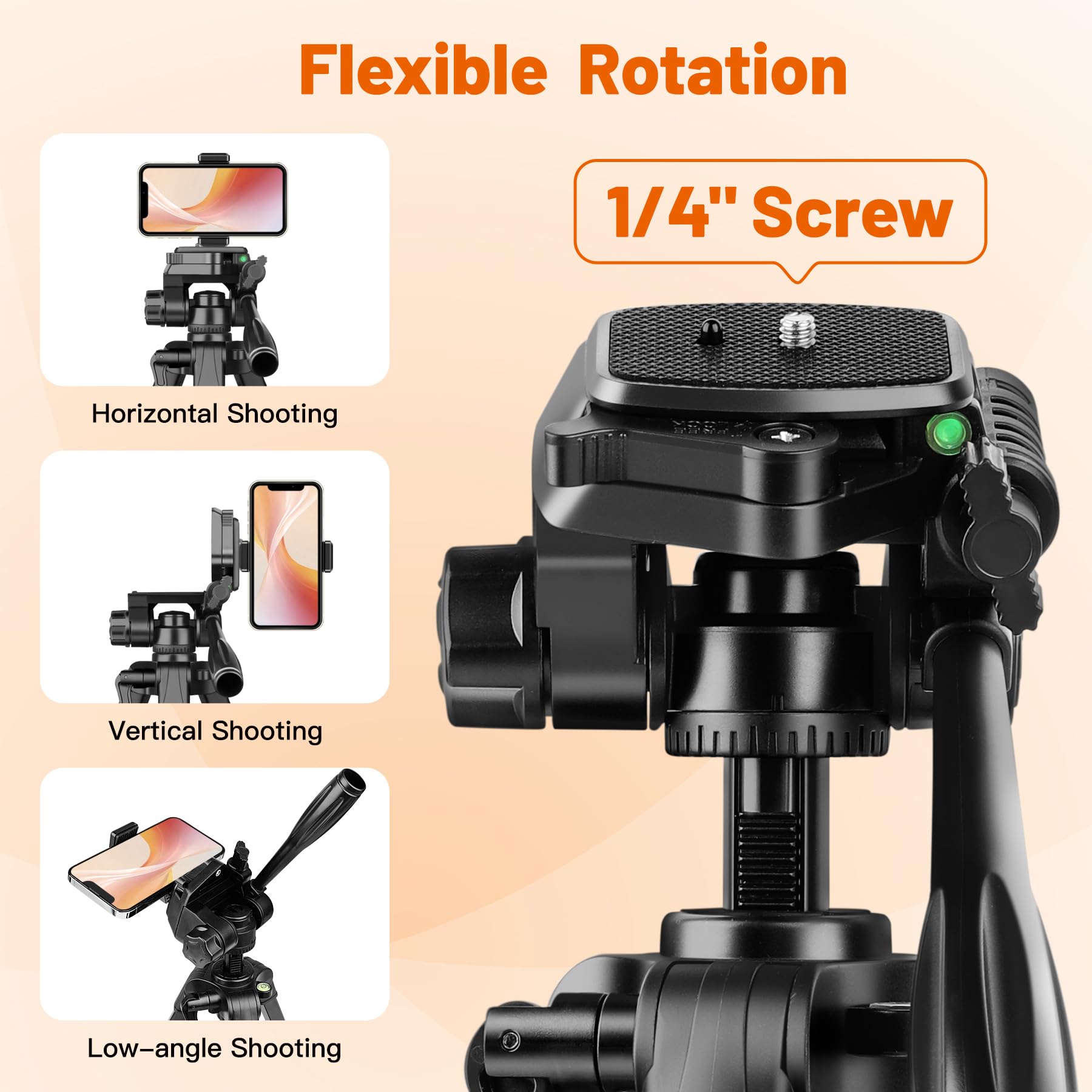 JOILCAN Mini Statyw 63.5cm Aluminiowy Do Aparatów DSLR i Smartfonów — miniatura 3