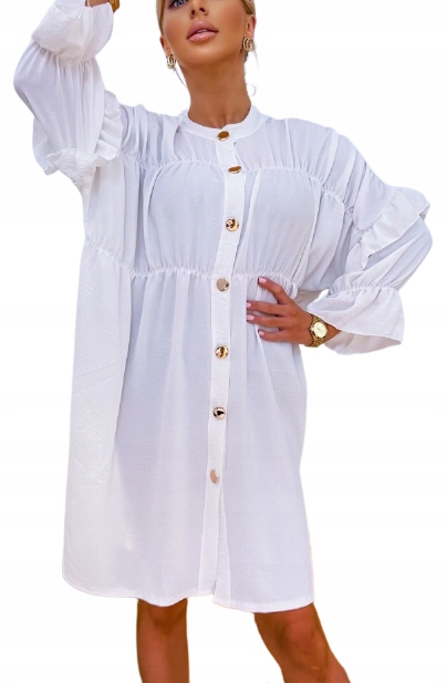 

Sukienka Laurelli Ze Złotymi Guzikami biała