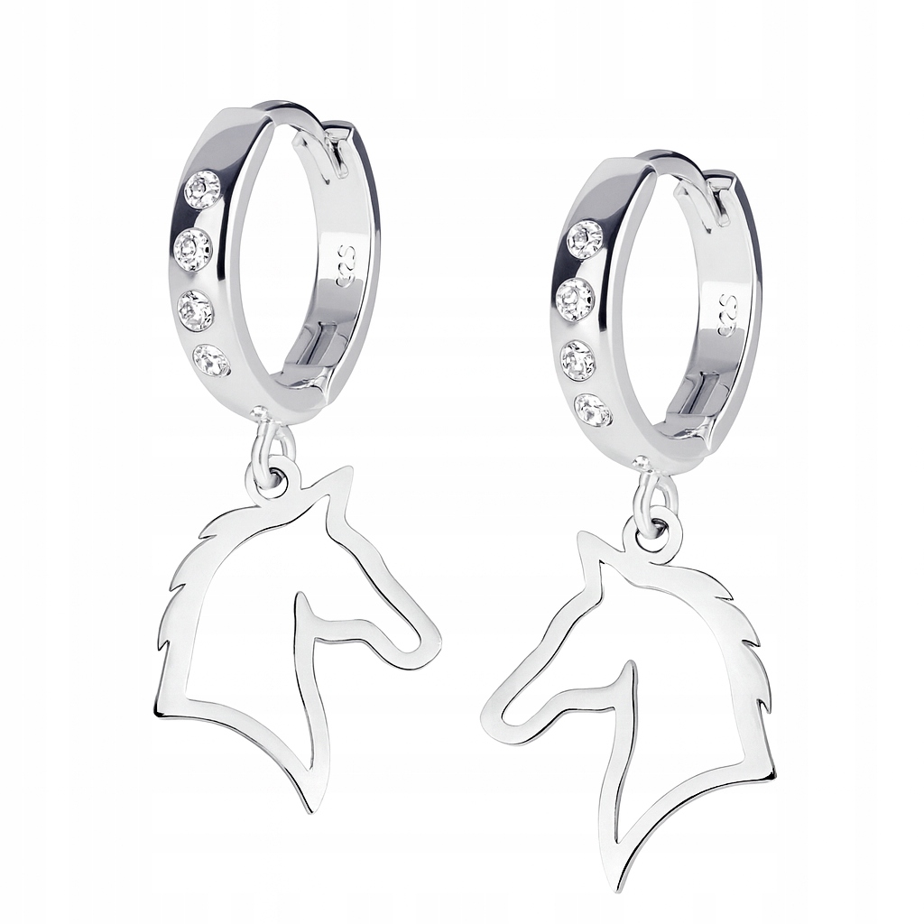 Stříbrné náušnice pouta pro koně Ažurová hlava koně Kůň Stříbro 925