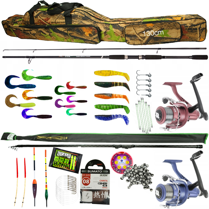 Rybářský set 2x rybářský prut Spinning Bolonka 2x naviják Pouzdro příslušenství