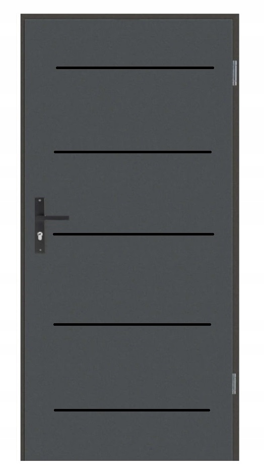 DRZWI WEJŚCIOWE TECHNICZNE OCIEPLANE METALOWE ALU 1 BLACK + OŚCIEŻNICA 70 P