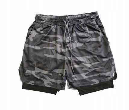 Spodenki z Getrami 2w1 10 Szorty Fitness Siłownia Rower CrossFit MORO XXL Marka bez marki