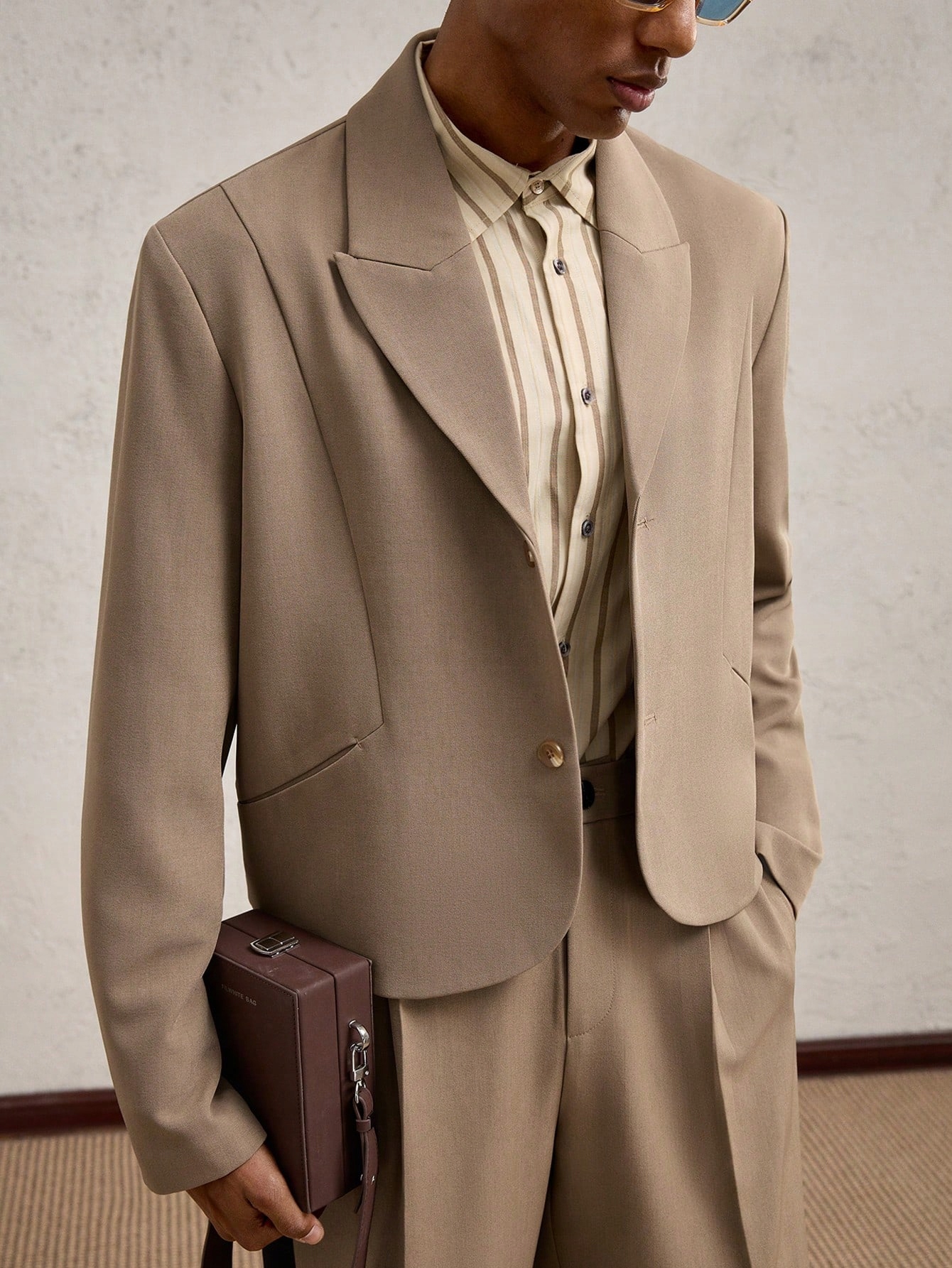 Sako Elegantní Obchodní Sako Khaki Aknotic M 38