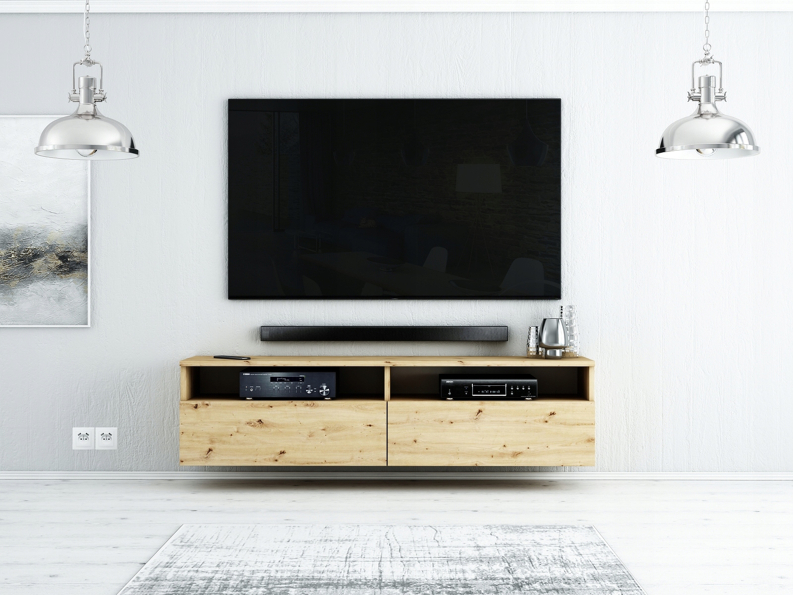 WISZĄCA RTV LUNA 140 DĄB ARTISAN POŁYSK / MAT Kod producenta LUNA 140 W