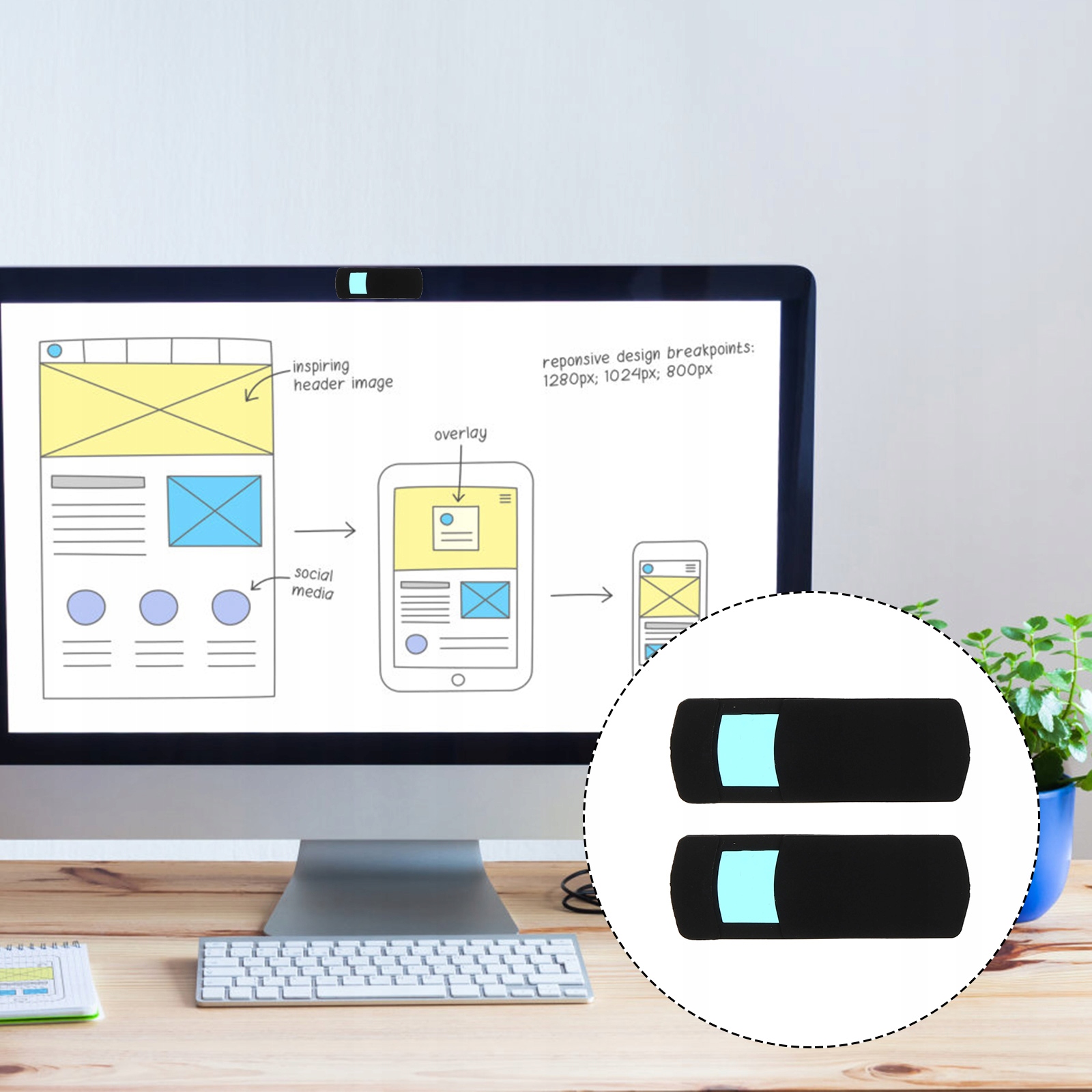 NOTATNIKI PRZESUWANE NA KAMErę INTERNETOWĄ POKRYWA PRYWATNOŚCI 2 SZT Marka bez marki