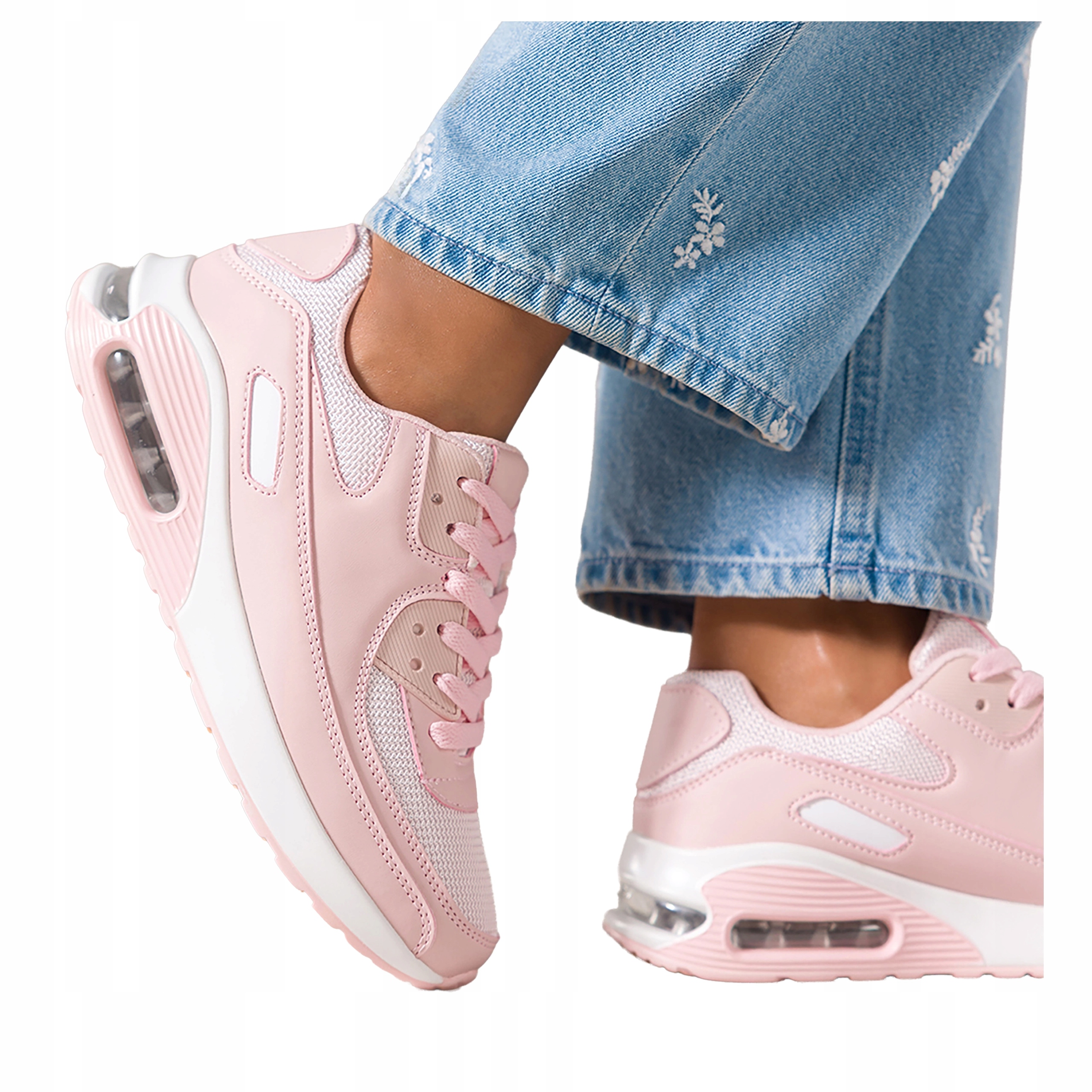 Růžové Tenisky Dámské Šněrovací Ozdobný Koturn Pohodlné Sportovní vel 40