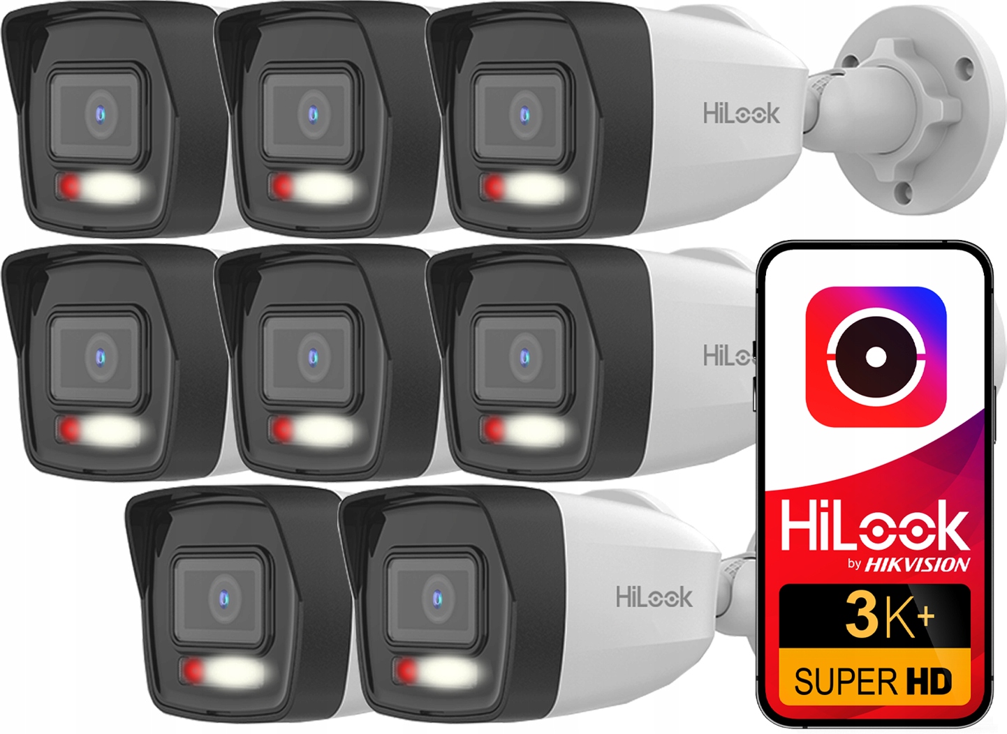 Ip kamera 3K+ 6MPx Sada 8 kamier HiLook od Hikvision IPCAM-B6-30DL PoE