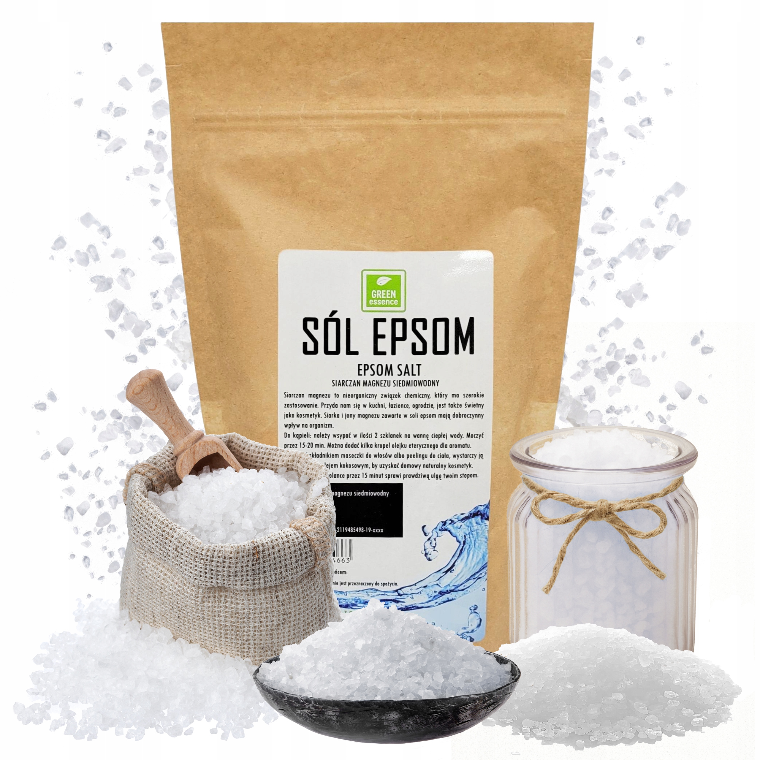 Epsom druska 1 kg – magnio sulfatas, karčioji druska