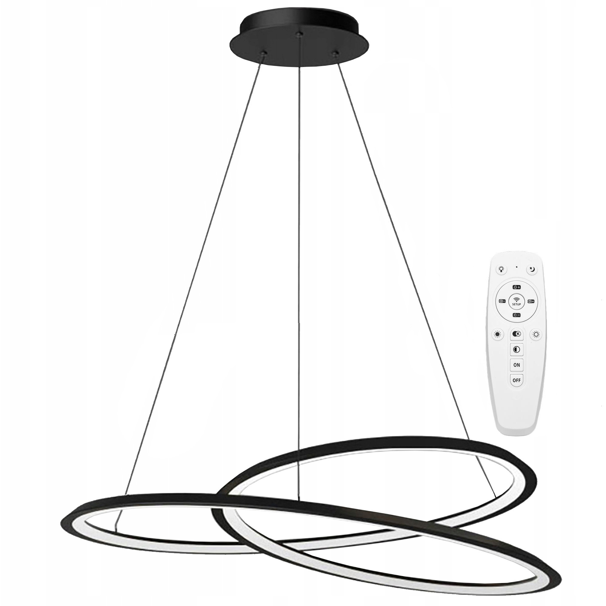 Závesná Led Stropná Lampa Ring Kolo Black Čierna Diaľkový Ovládač APP1194