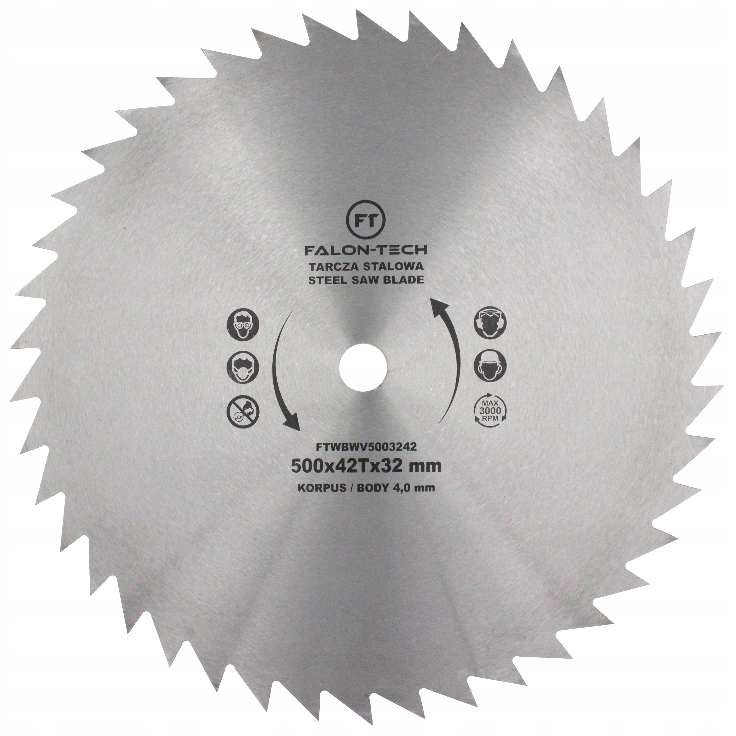 Piła Tarczowa Stalowa Zwykła Bez Widii 500x32 T42