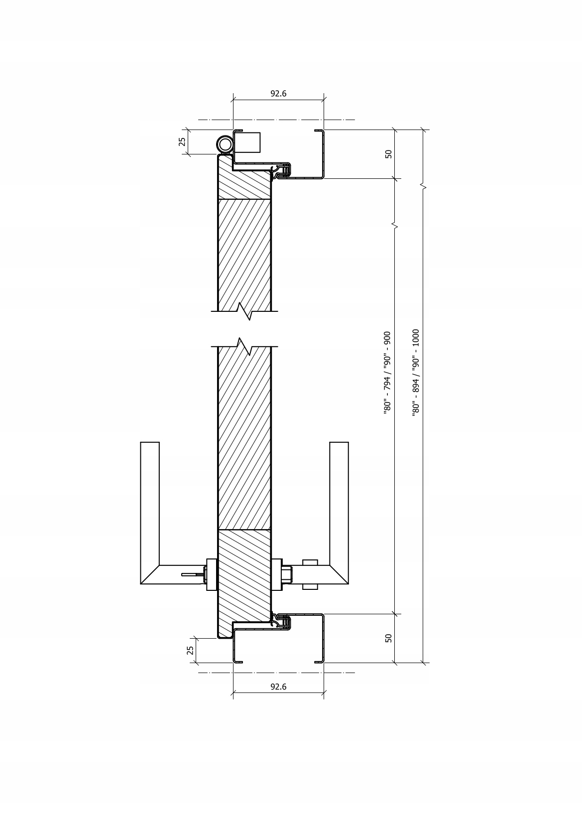 Drzwi lewe 55mm zewnętrzne antracyt 90 cm black Strona lewe