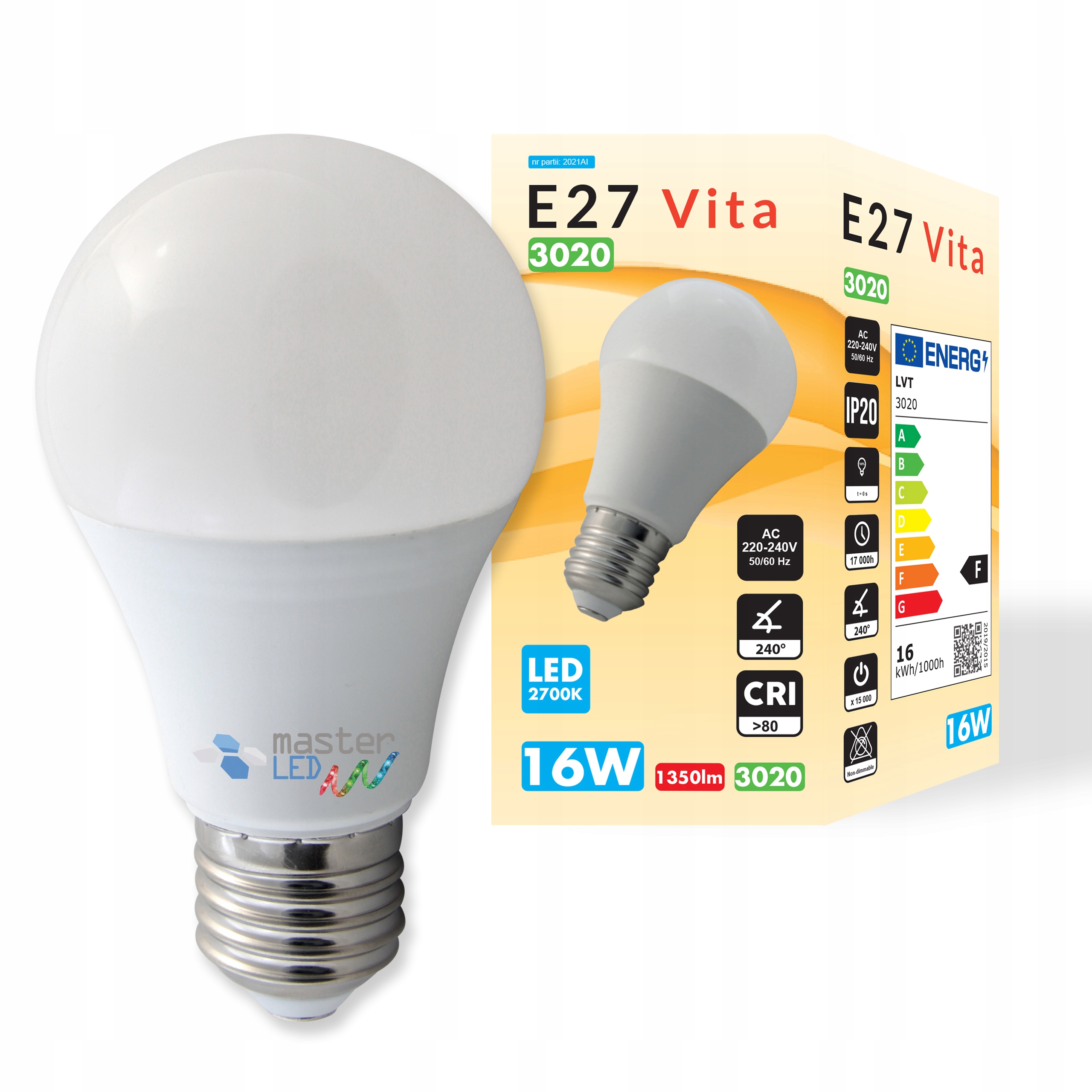 

Żarówka Led dioda E27 20 Smd 2835 16W 230V 3 Barwy