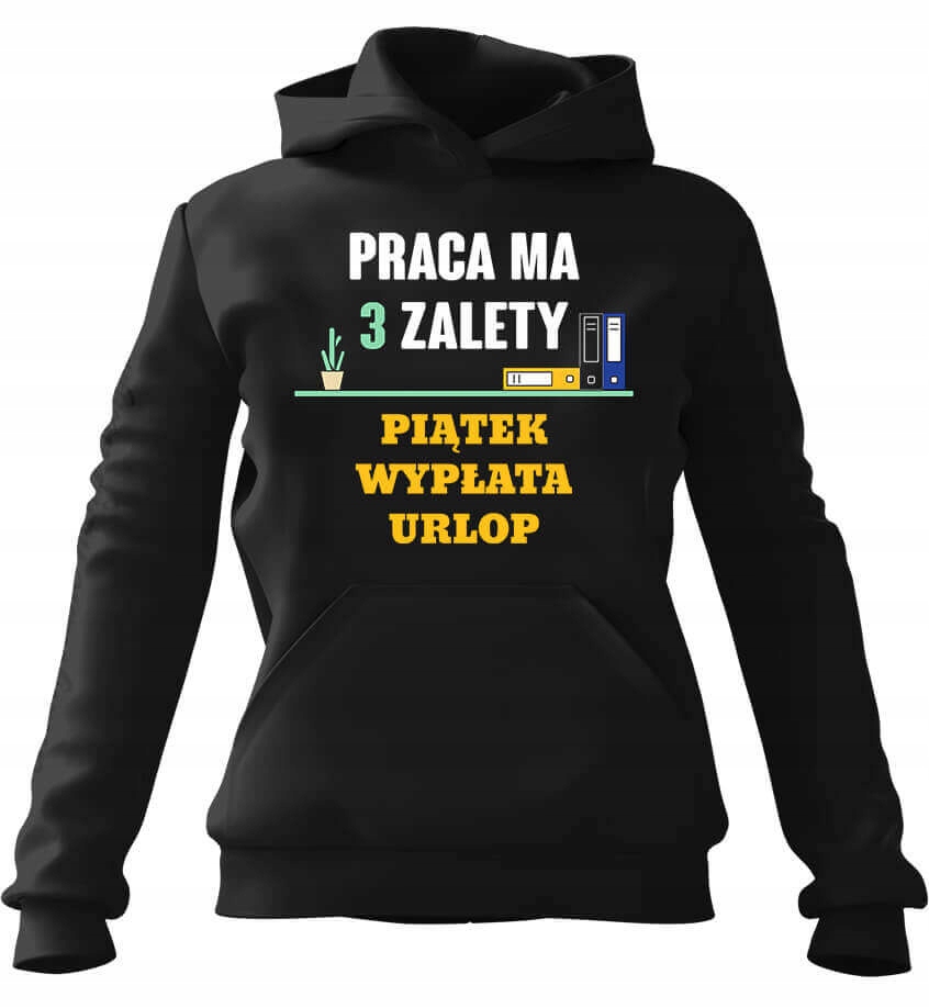 pánská mikina s kapucí Práce má tři výhody Černá L Pro něj Chlapa Manžela