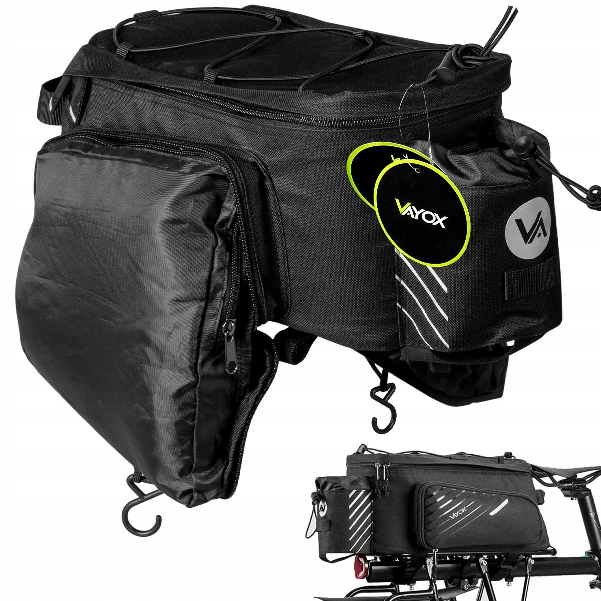 Sakwa Rowerowa Na Bagażnik Torba Duża Na Rzep Wodoodporna Vayox Pokrowiec