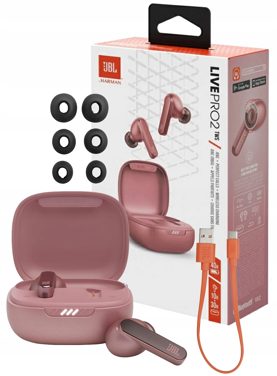 SŁUCHAWKI BEZPRZEWODOWE DOUSZNE JBL LIVE PRO 2 TWS IPX5 ANC + ETUI ŁADUJĄCE