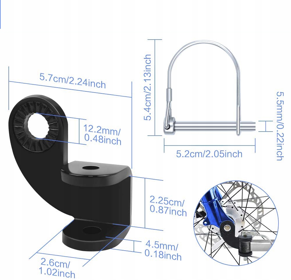 ZACZEP DO PRZYCZEPKA ROWEROWA UCHWYT DYSZEL HAK x2 Wysokość 1 cm
